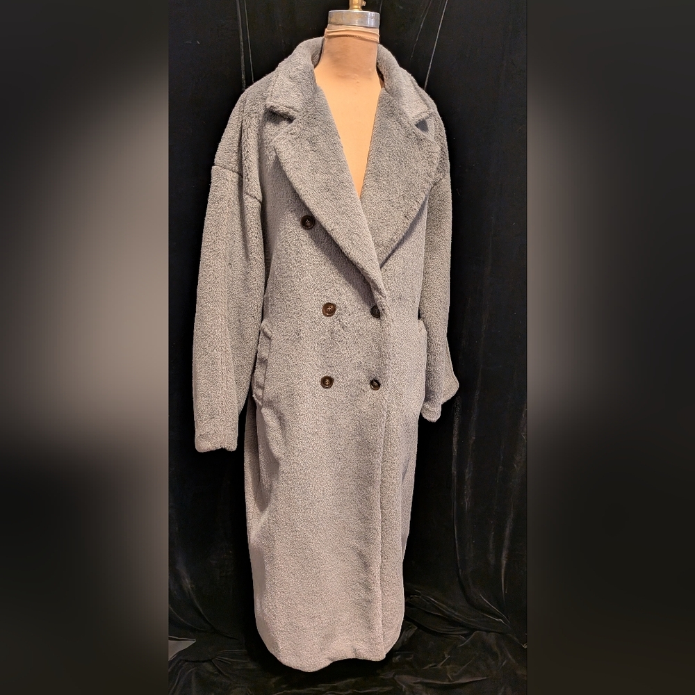 Women's Gray Belted Teddy Coat By COMMENSE Oversized L - Picture 7 of 15